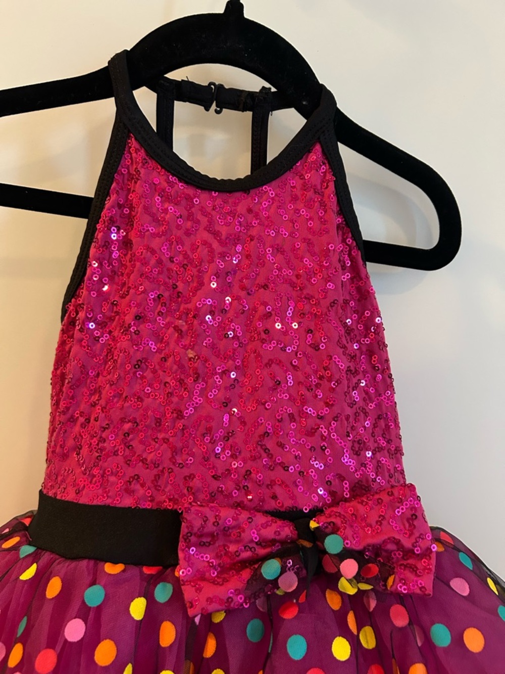 Revolution Hot Pink Sequin Polka Dot Performance Tutu Dance Dress - Size SC - Picture 3 of 14